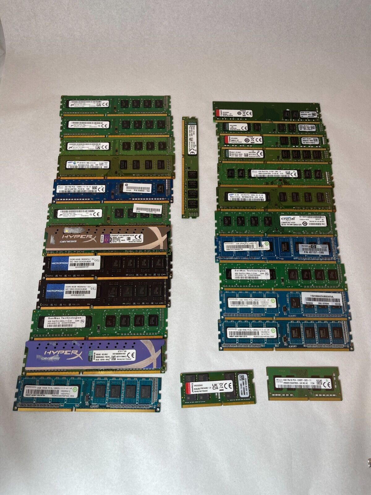 Lot of 26 Misc Desktop/Laptop RAM Modules, DDR3, DDR4