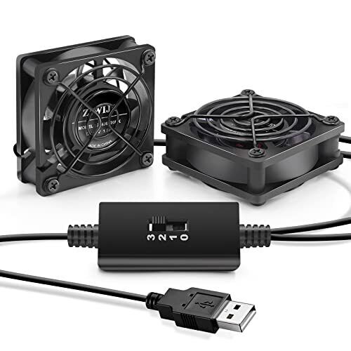 Dual USB Cooling Fan 60mm with Speeds Control 5V Ball Bearing Mini USB Fan fo