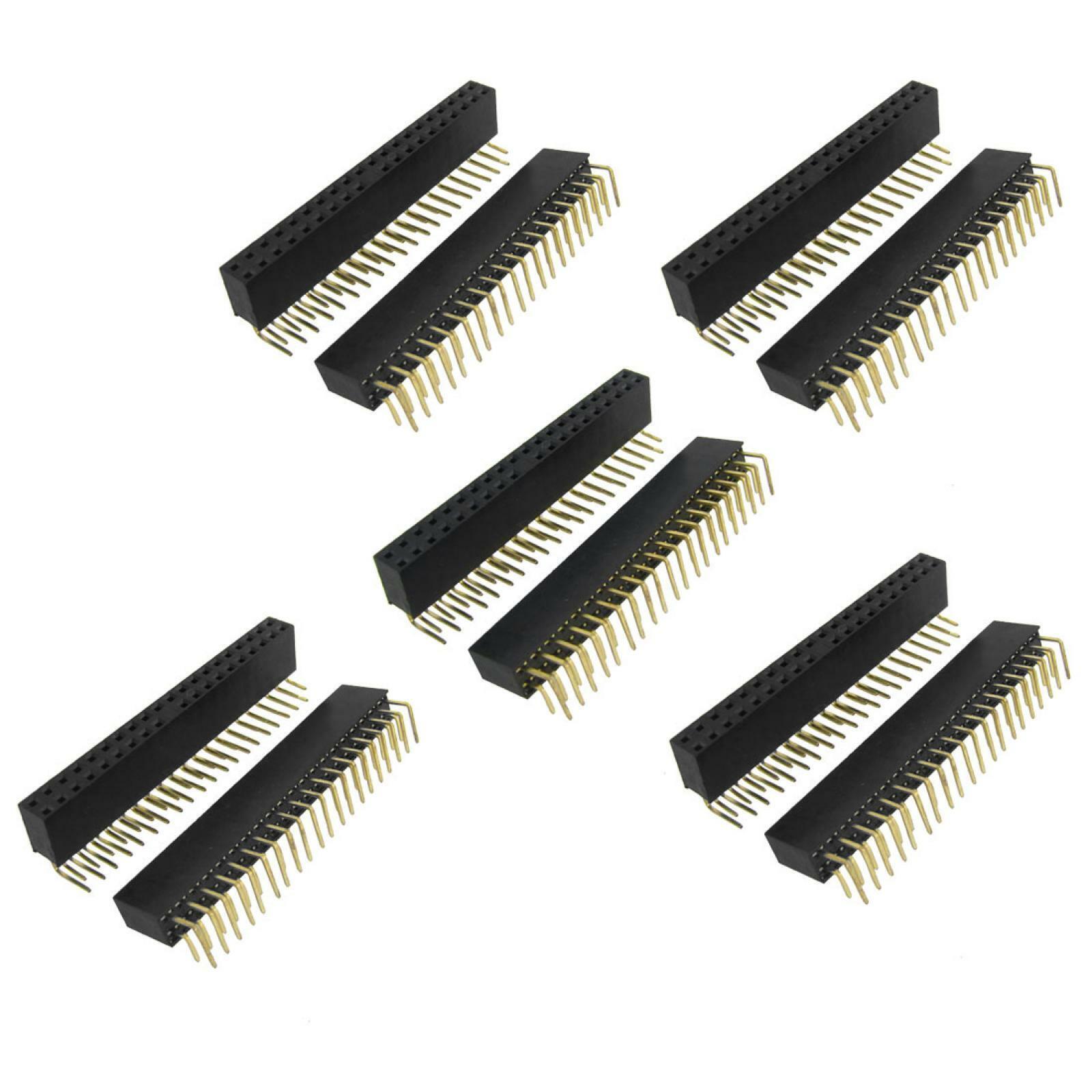 10 Pcs Double Rows 2.54mm Pitch 2x20 Pin Right Angle Female Pin Headers