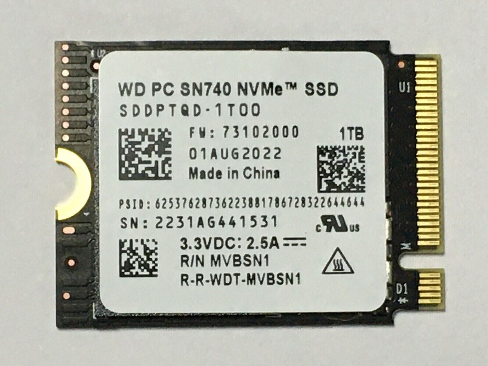 WD SN740 1TB M.2 2230 SSD NVMe PCIe For Steam Deck ASUS ROG Flow Surface Pro 7+