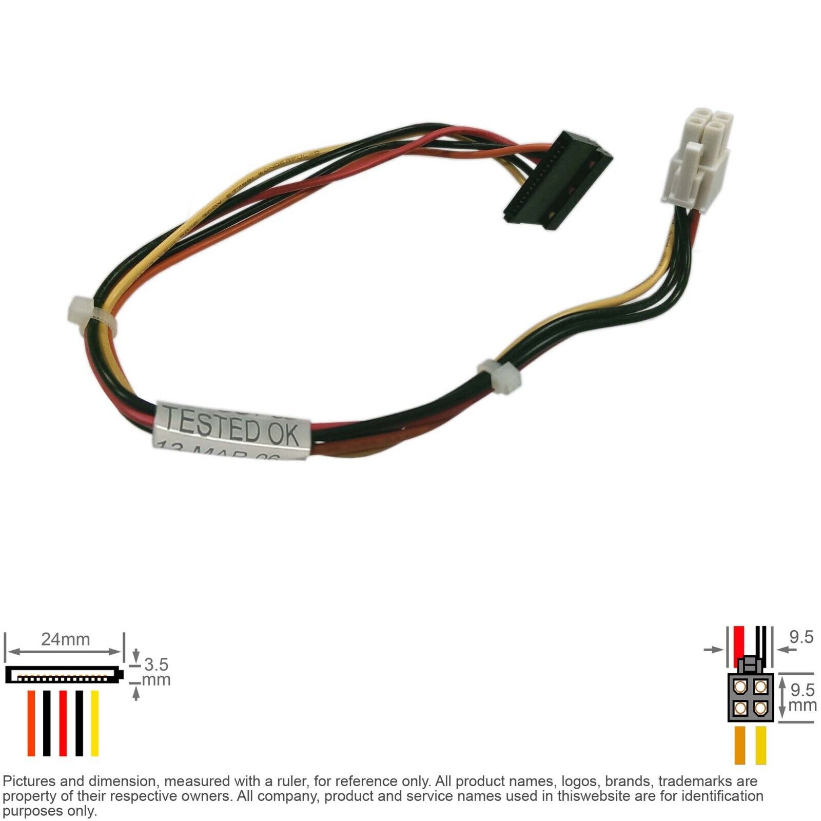 Computer Power Internal Cable 4-pin Mother Board to SATA Dell U2837 GX620 SX280