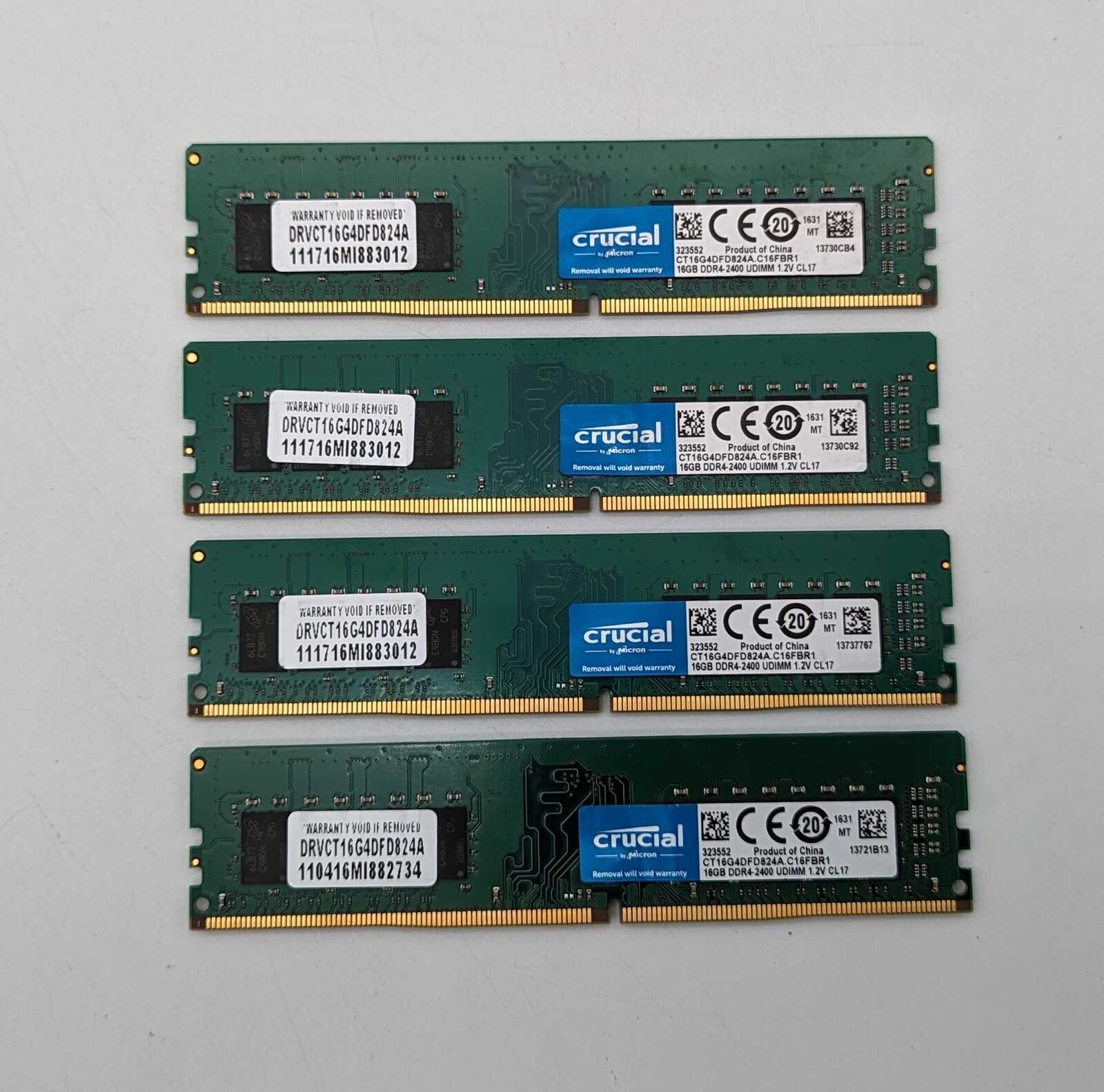 Crucial 64GB (4 x 16GB) DDR4 2400MHz UDIMM 1.2V CL17 (CT16G4DFD824A.C16FBR1)