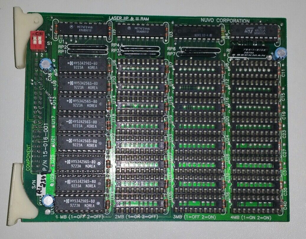 Vintage NUVO CORP. 4MB LASER 2P & 3 RAM Memory Module Expansion Card 15-016-001 