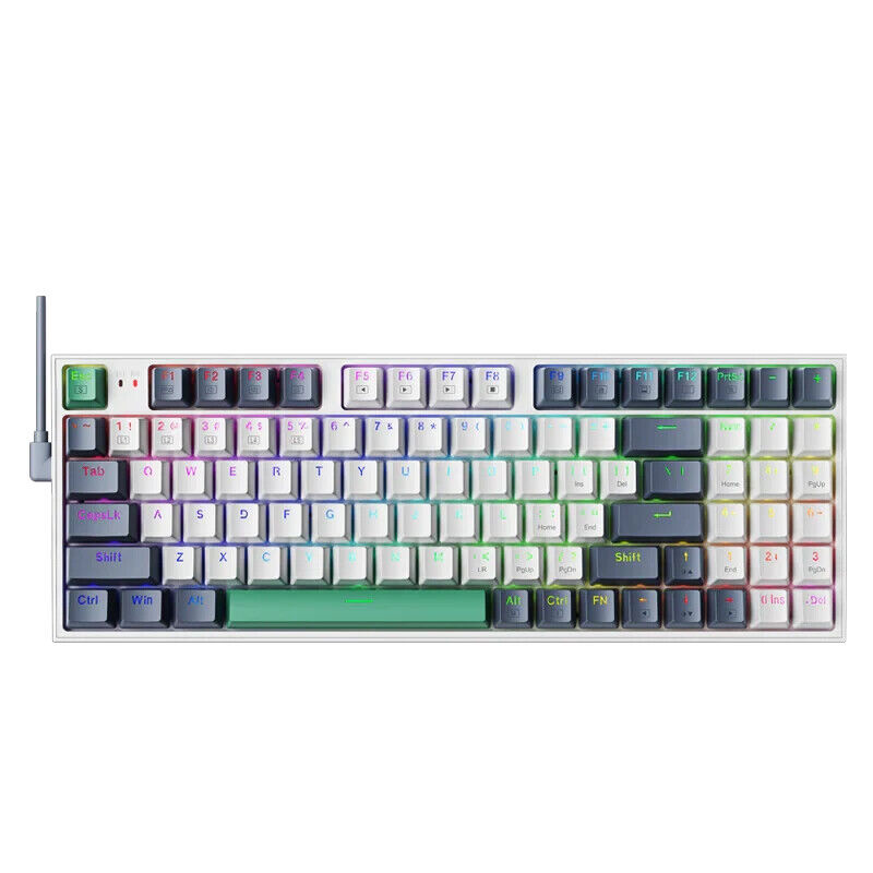 90% Wired RGB Gaming Keyboard, 94 Keys Compact Mechanical Keyboard, Multicolor