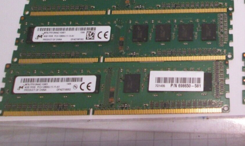 Micron 8GB (2x 4GB) MT8JTF51264AZ-1G6E1 1Rx8 PC3-12800U DDR3 Desktop RAM Memory