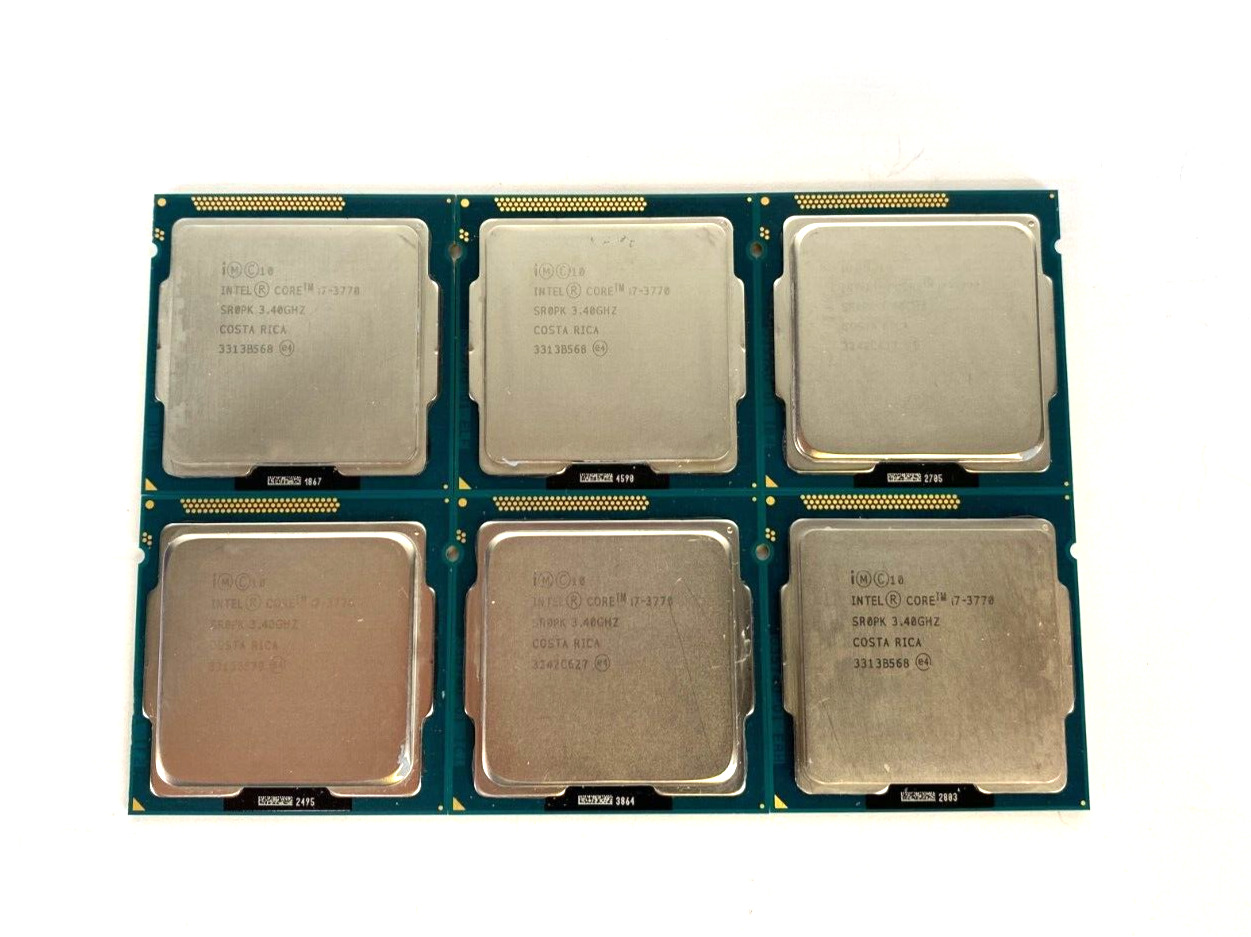 (Lot of 6) Intel Core i7-3770 SR0PK 3.40GHz 8MB Cache 5 GT/s CPUs Processors