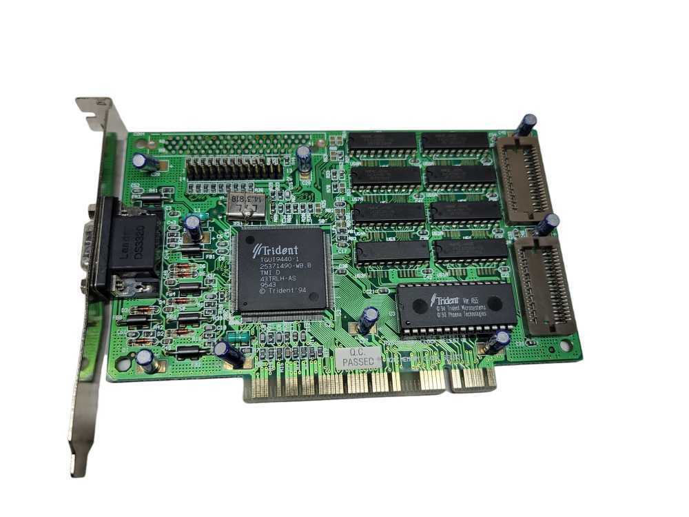 TRIDENT TGUI 9440 1MB PCI VGA DOS RETRO GAMING VIDEO CARD Exp to 2mb Vintage %