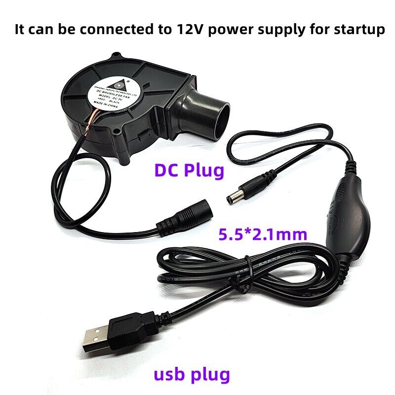 7530 5V USB Portable BBQ Fan mini Air Turbo Blower with Speed ​​Adjustment