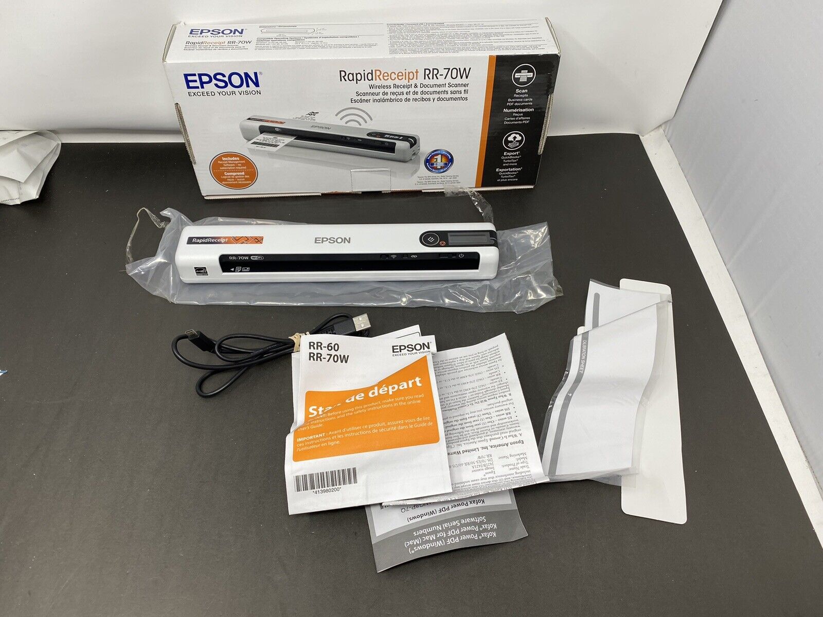 Epson RapidReceipt RR-70W Wireless Mobile Receipt and Color Document Scanner