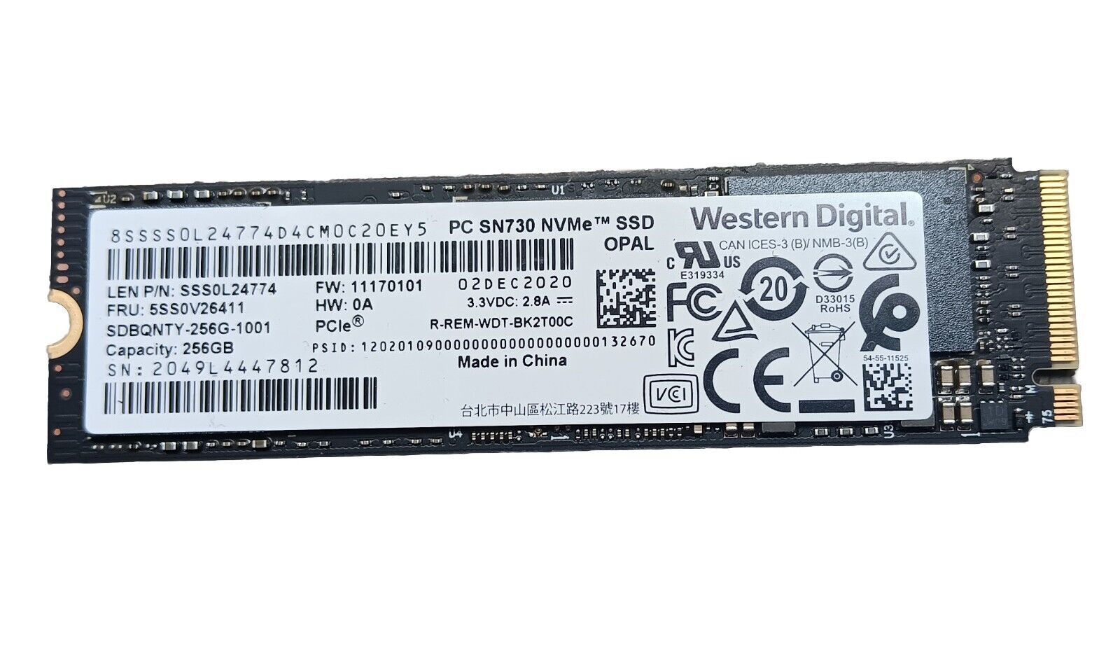 5SS0V26411 ,SSS0L24774 / PCSN730NVME 256G  PCIe SSD WD