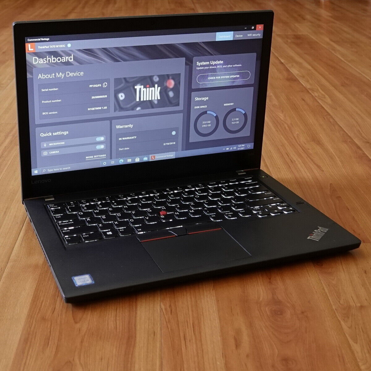 Lenovo ThinkPad T470 Laptop i5-6200U 2.3GHz 8GB 14 HD 1366x768 250GB SSD