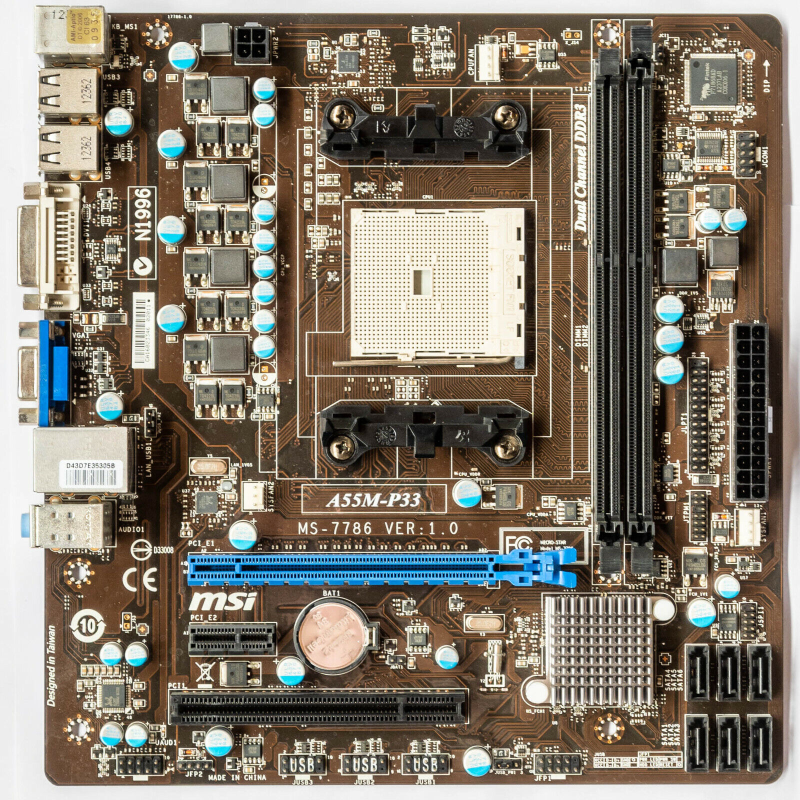 MSI A55M-P33 FM1 Motherboard AMD A55 APU Llano Support DDR3 MicroATX PCIe x16