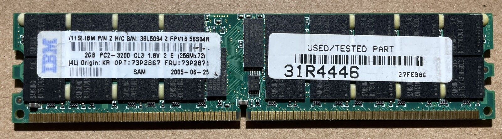 IBM SAMSUNG FRU 23P2871 PC2-3200R DDR2-400MHz 2GB ECC REG 2Rx4 CL3