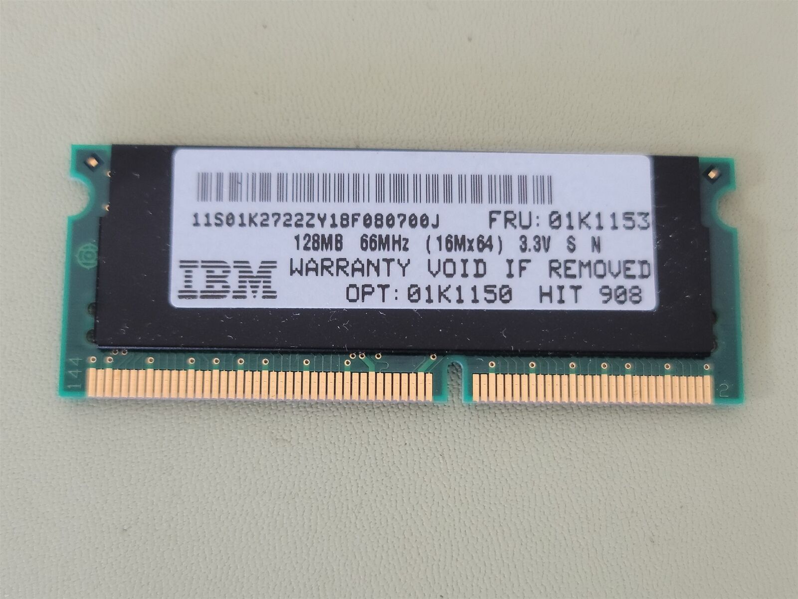 IBM Thinkpad 01K1153 Laptop Memory 128MB 66MHz 144-Pin SDRAM PC66