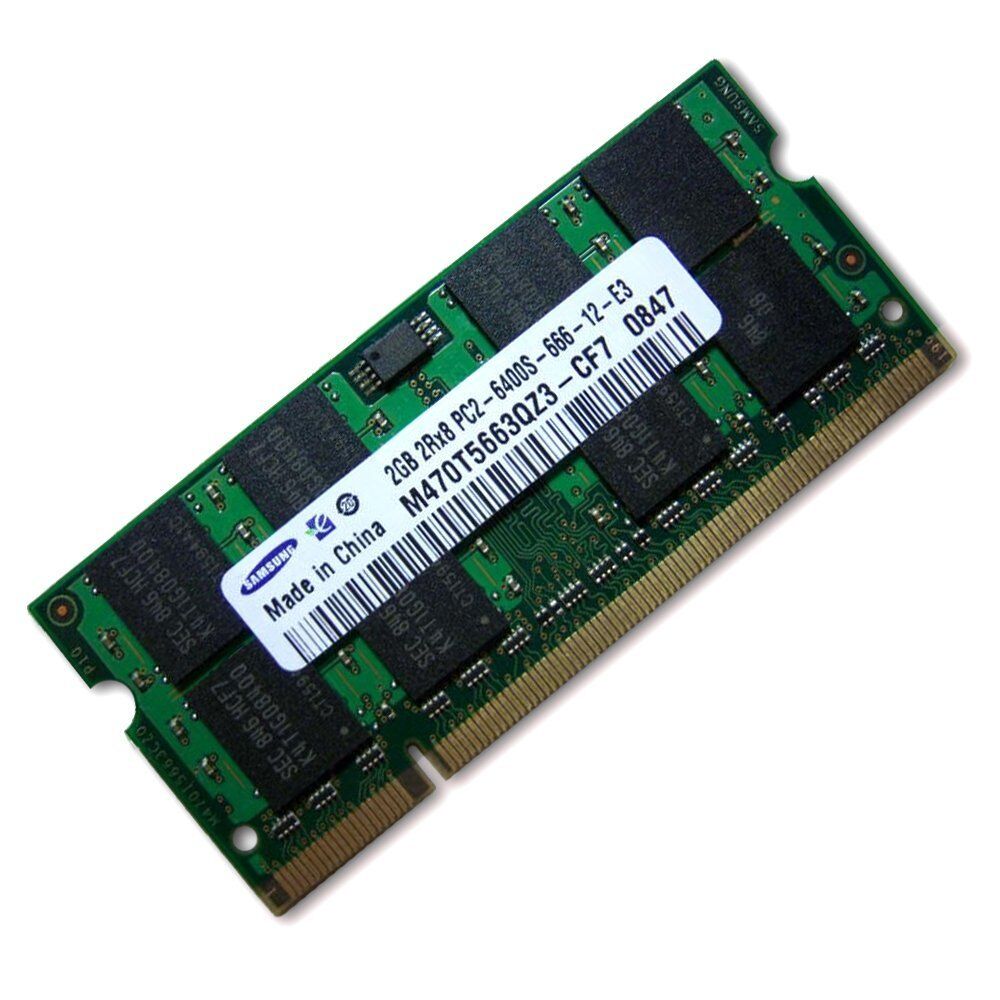 Samsung 2GB 2Rx8 PC2-6400S-666-12-E3 DDR2 RAM 200 PIN SO DIMM M470T5663QZ3-CF7