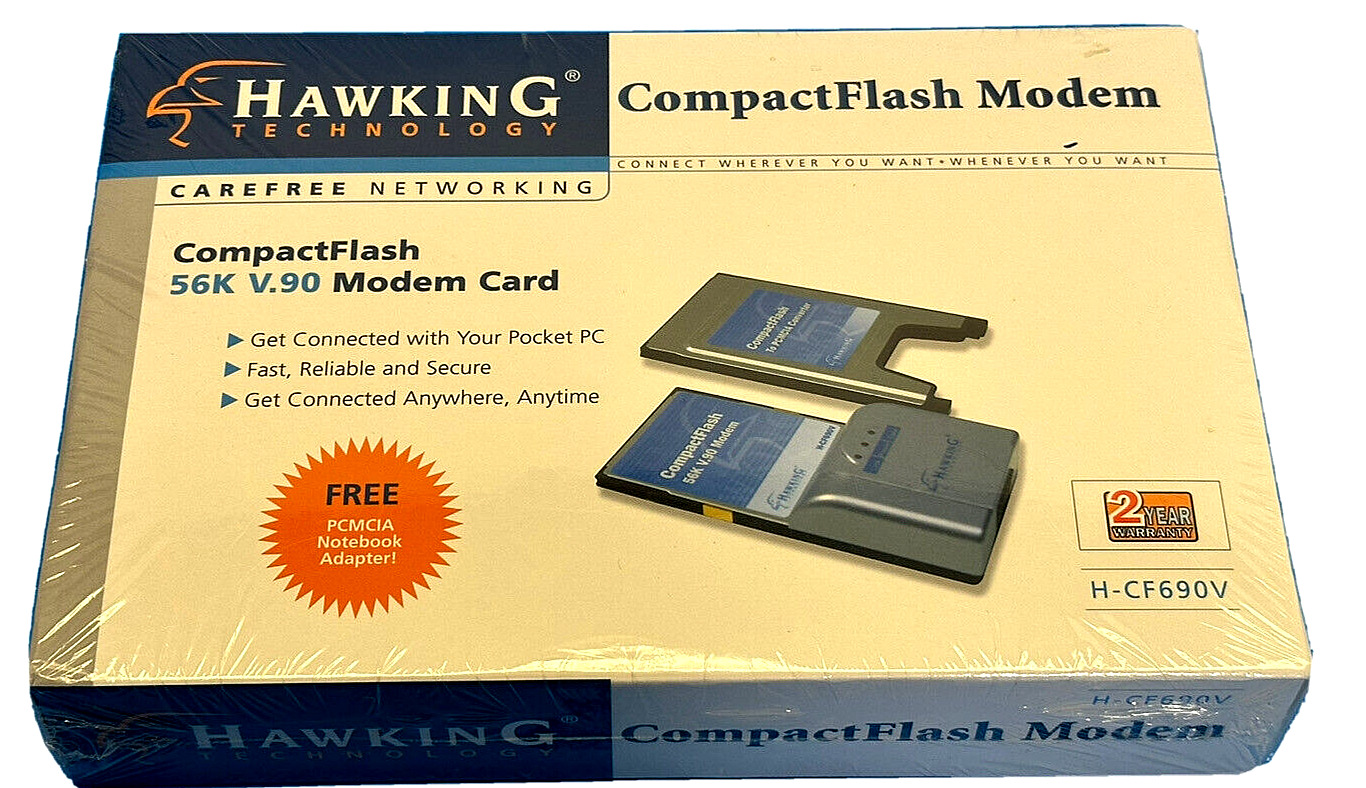 Vintage Hawking HCF690V 56K V.90 CF Modem PC Card NEW/SEALED Free S&H