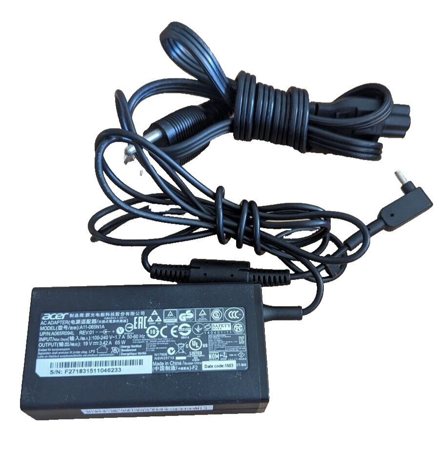 Acer Laptop Charger A11-065N1A 65W Power Supply Iconia Aspire Swift OEM Original
