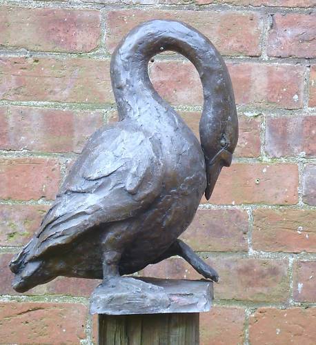 Large Bronze Walking Swan / Goose Limited Edition Swan Sculpture 