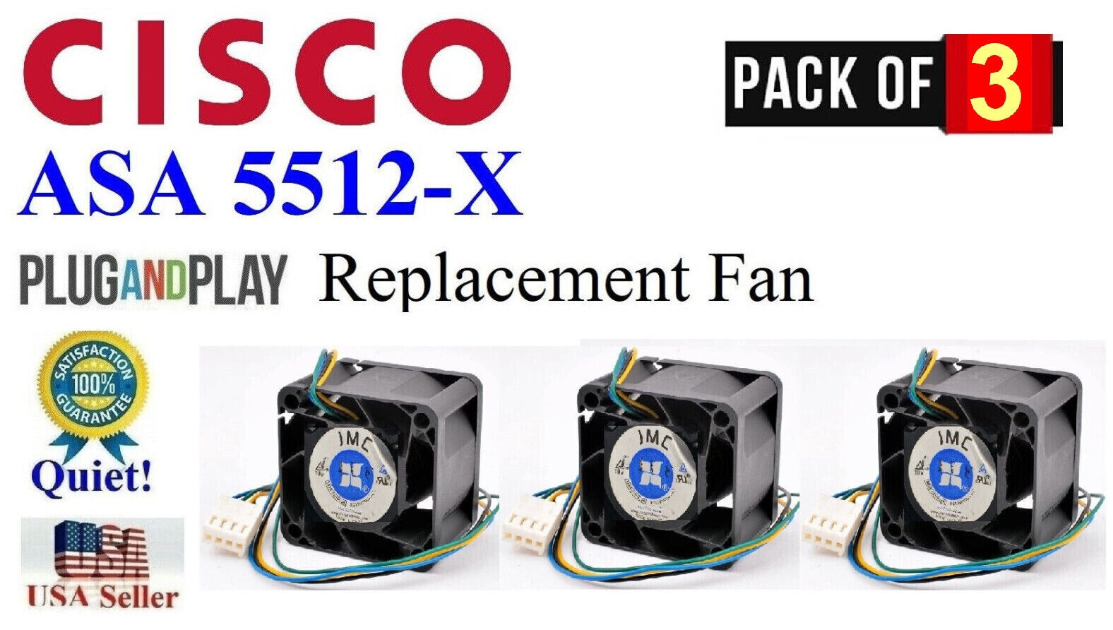 3x *QUIET* Version Replacement Fans for Cisco ASA 5512-X ASA5515-X