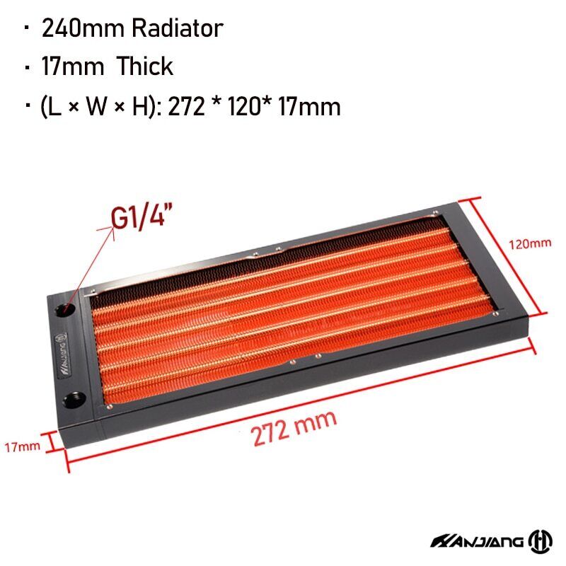 HJ 17mm Super Thin Copper 240/360mm Radiator for PC Water Cooling/ G1/4 \