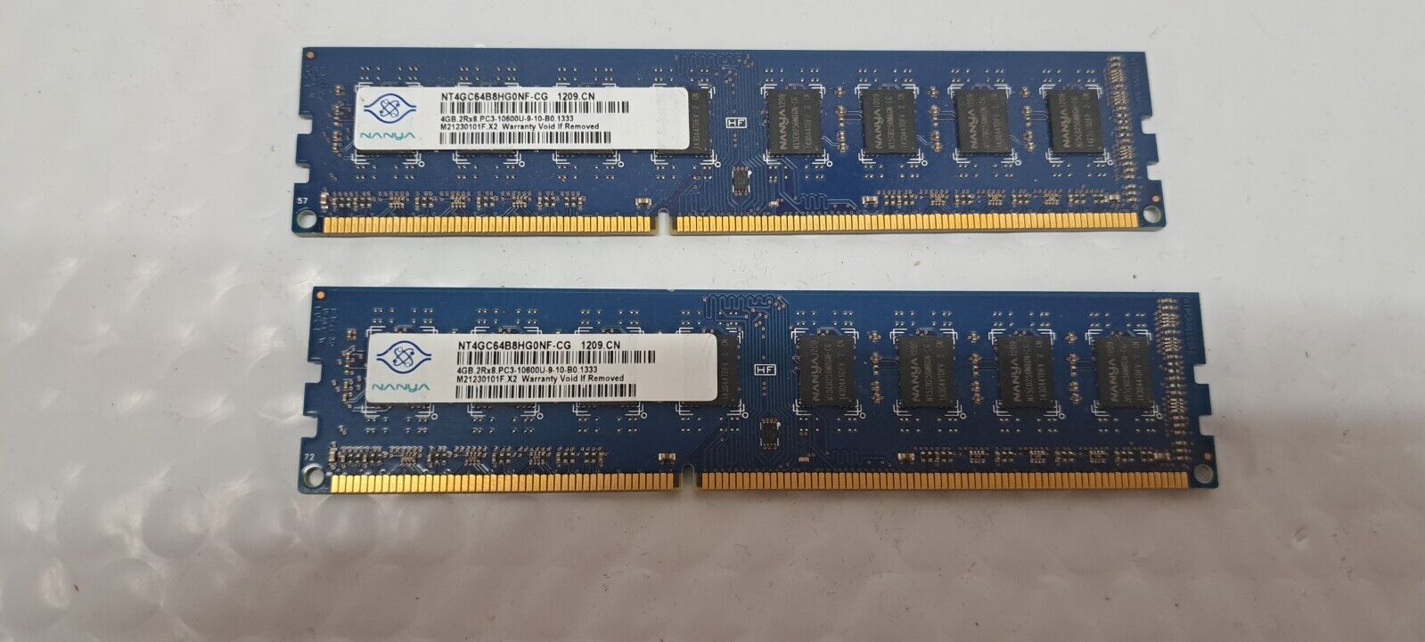 Lot of 2 Nanya 4GB 2Rx8 PC3-10600 DDR3 Desktop Memory RAM NT4GC64B8HG0NF-CG