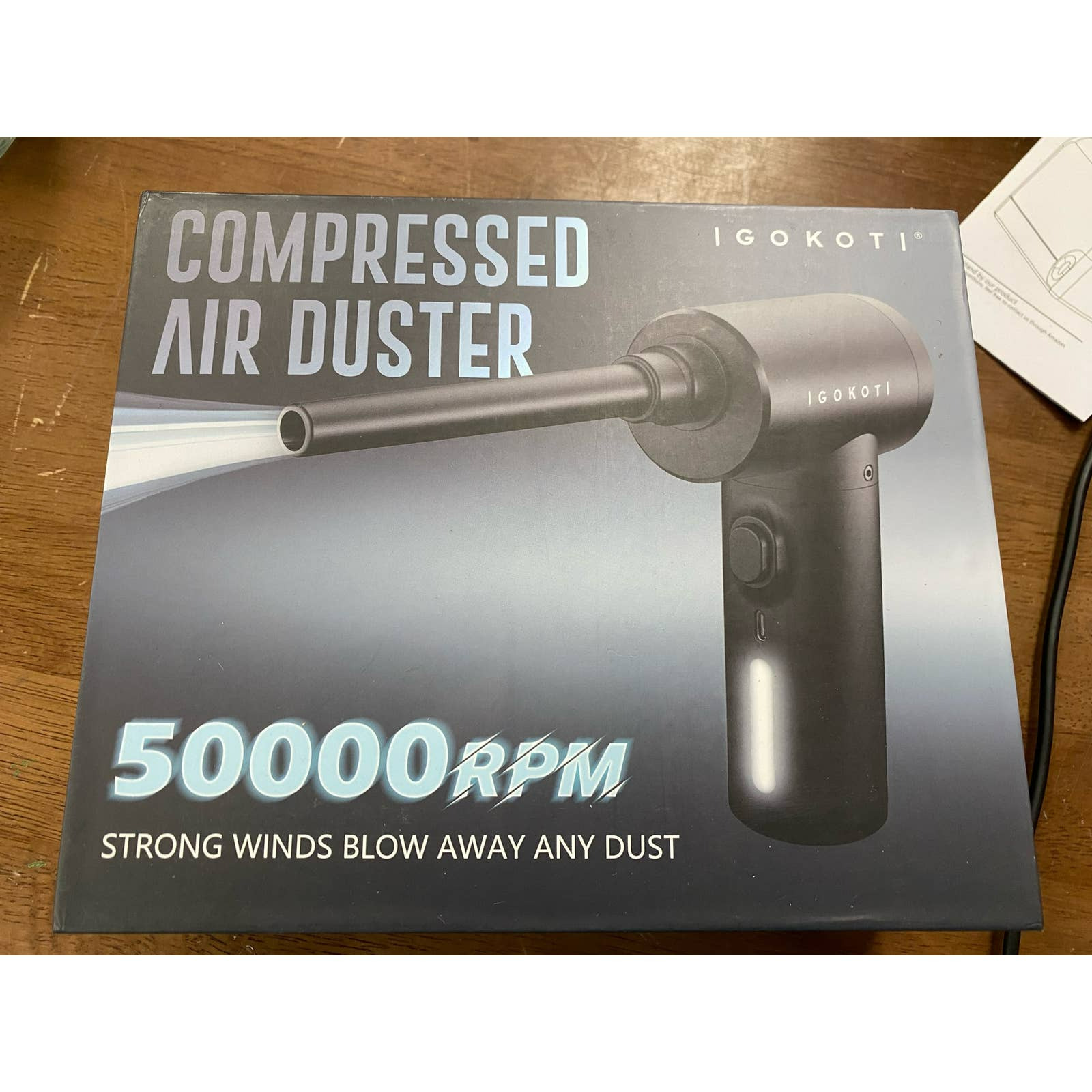 IGOKOTI Compressed Air Duster Reusable Electric Air Duster & Vacuum 50000 RPM 