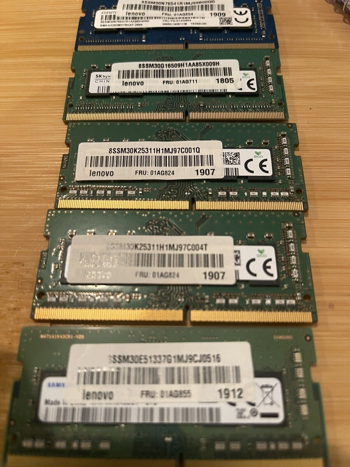 Lot Of 5 Mixed 8 GB Lenovo DDR4 SODIMM MEMORY RAM
