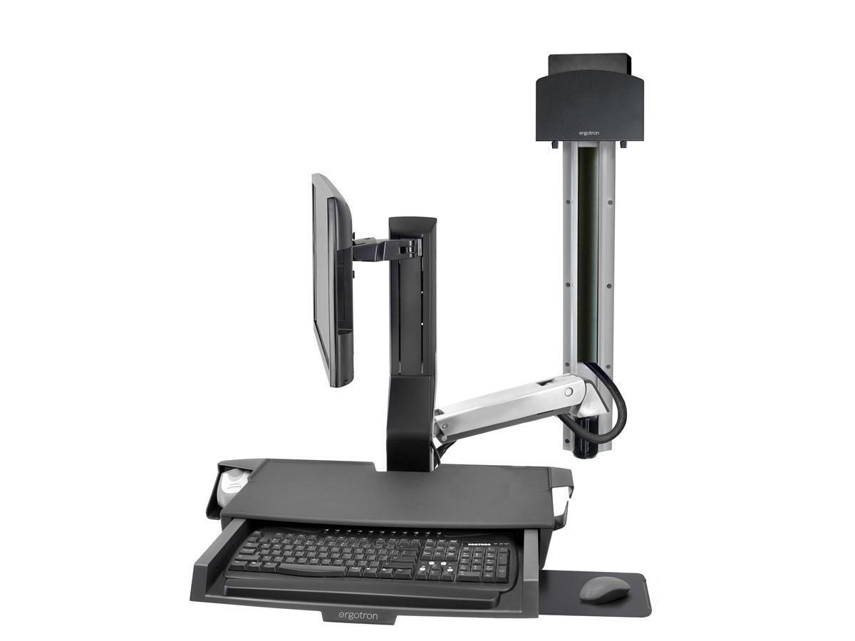 Ergotron-New-45-595-026 _ SV COMBO SYSTEM WITH WORKSURFACE & PAN  MEDI