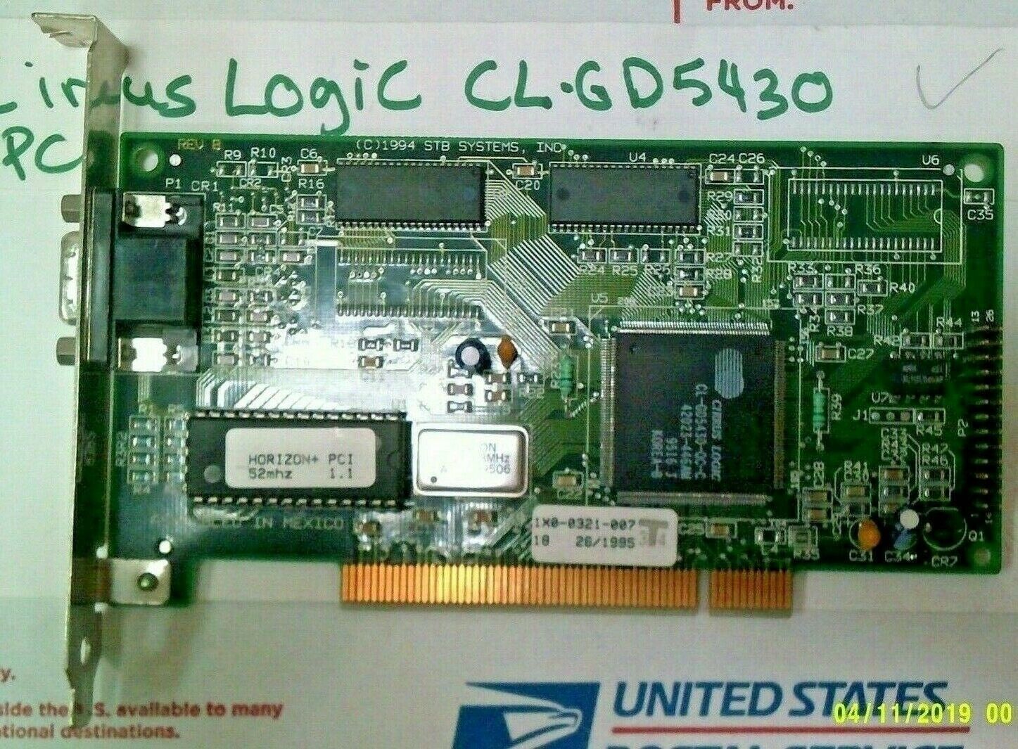 Vintage Cirrus Logic CL-GD5430-QC-C PCI Graphics card 1990's STB 1X-0321-007