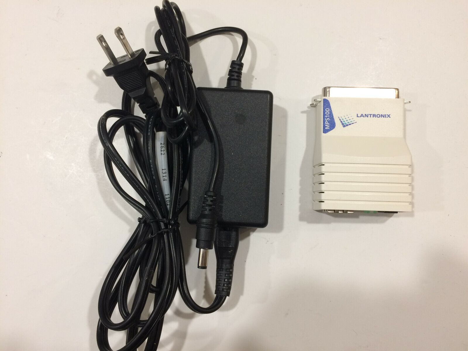 Lantronix MPS100 MPS 100 10/100 Ethernet Micro Print Server and AC Adapter 