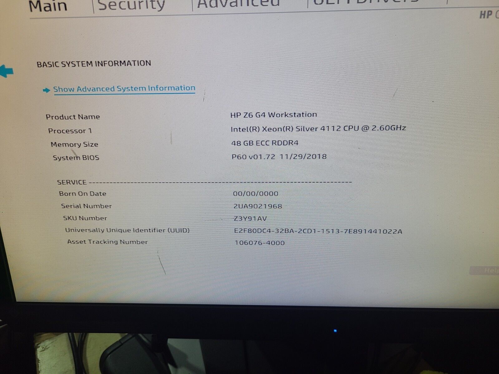 HP Z6 G4 Workstation Xeon Silver 4112 2.60GHz 16GB Ram No HDD