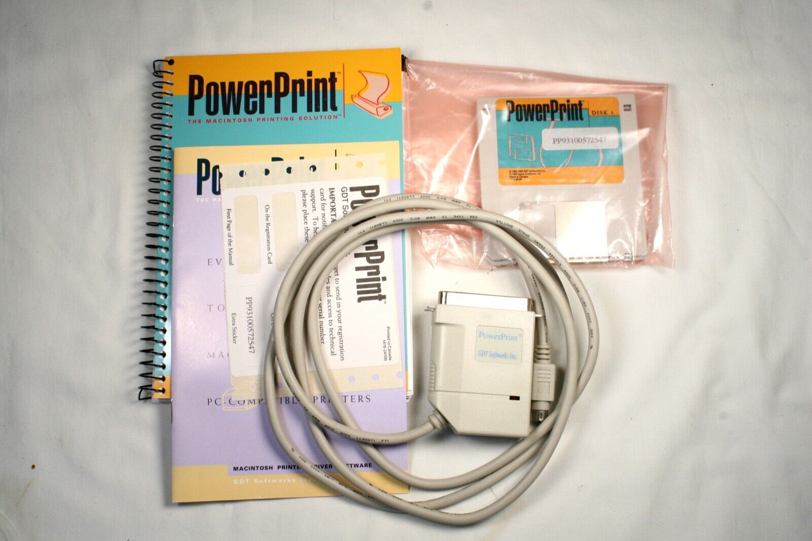 Vintage PowerPrint Apple ADB to Parallel Printer Cable + GDT Software