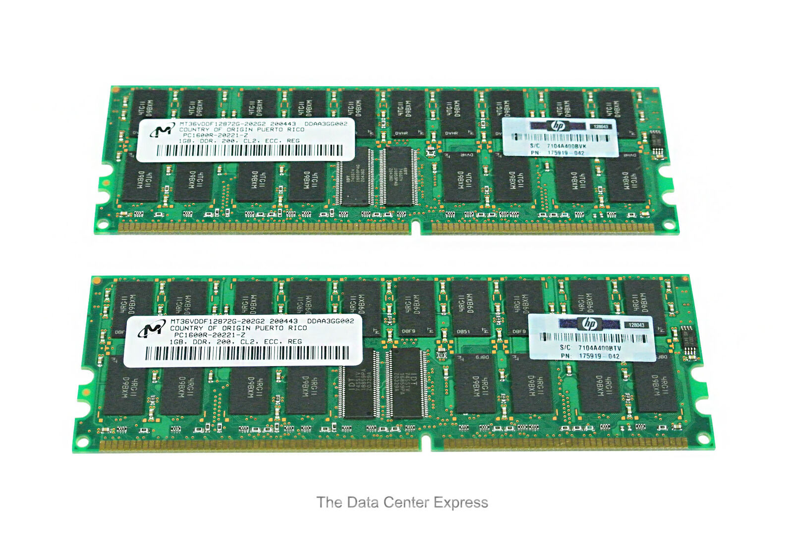 HP 2GB(2X1024MB) 200MHz PC1600 ECC DDR SDRAM DIMM Memory Kit 187420-B21 New Bulk