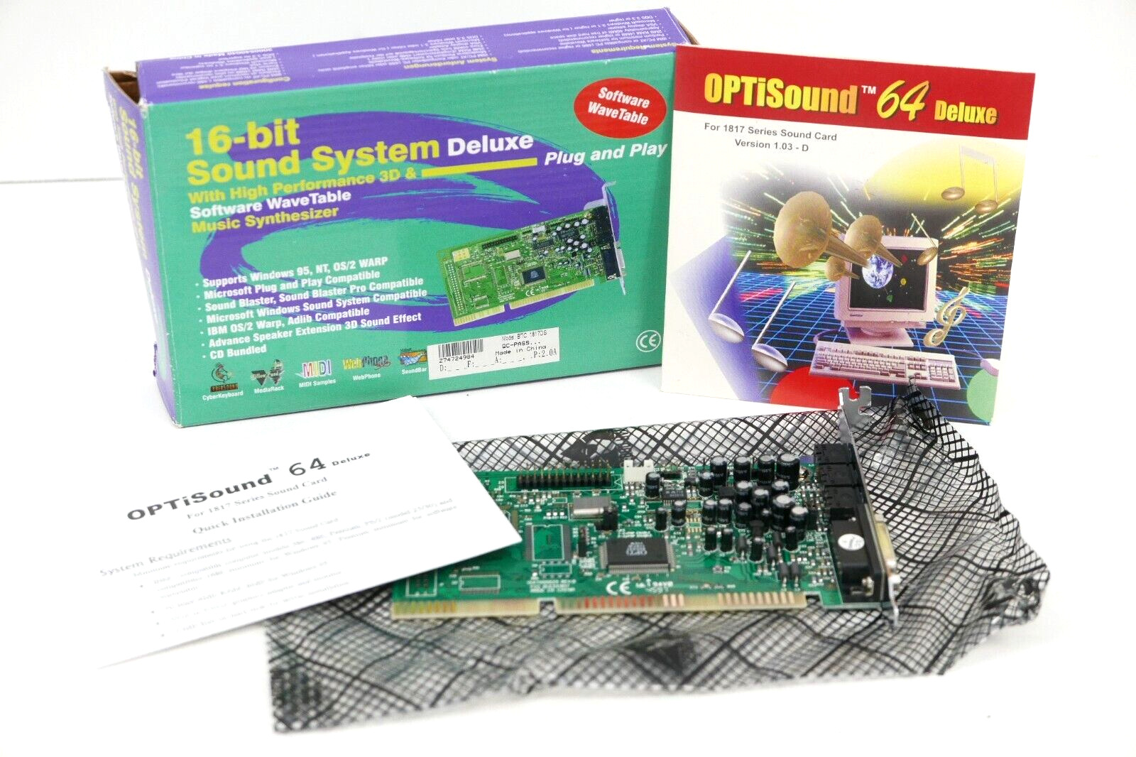 NOS OPTISOUND Deluxe 16-bit ISA Sound Card Soundblaster Adlib Retro PC Gaming