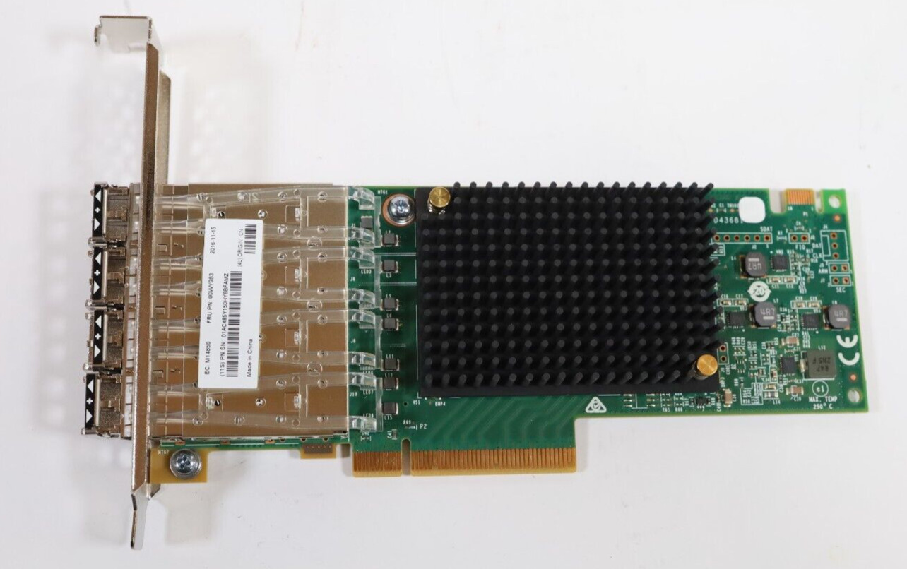 IBM 00WY983 Quad Port 16Gb FC PCI-E Card w/ 4x FTLF8529P3BCV-EM Transceiver