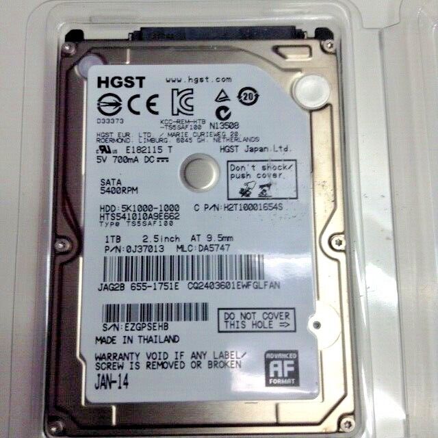 HGST 1TB HDD HTS541010A9E662  P/N H2T10001654S