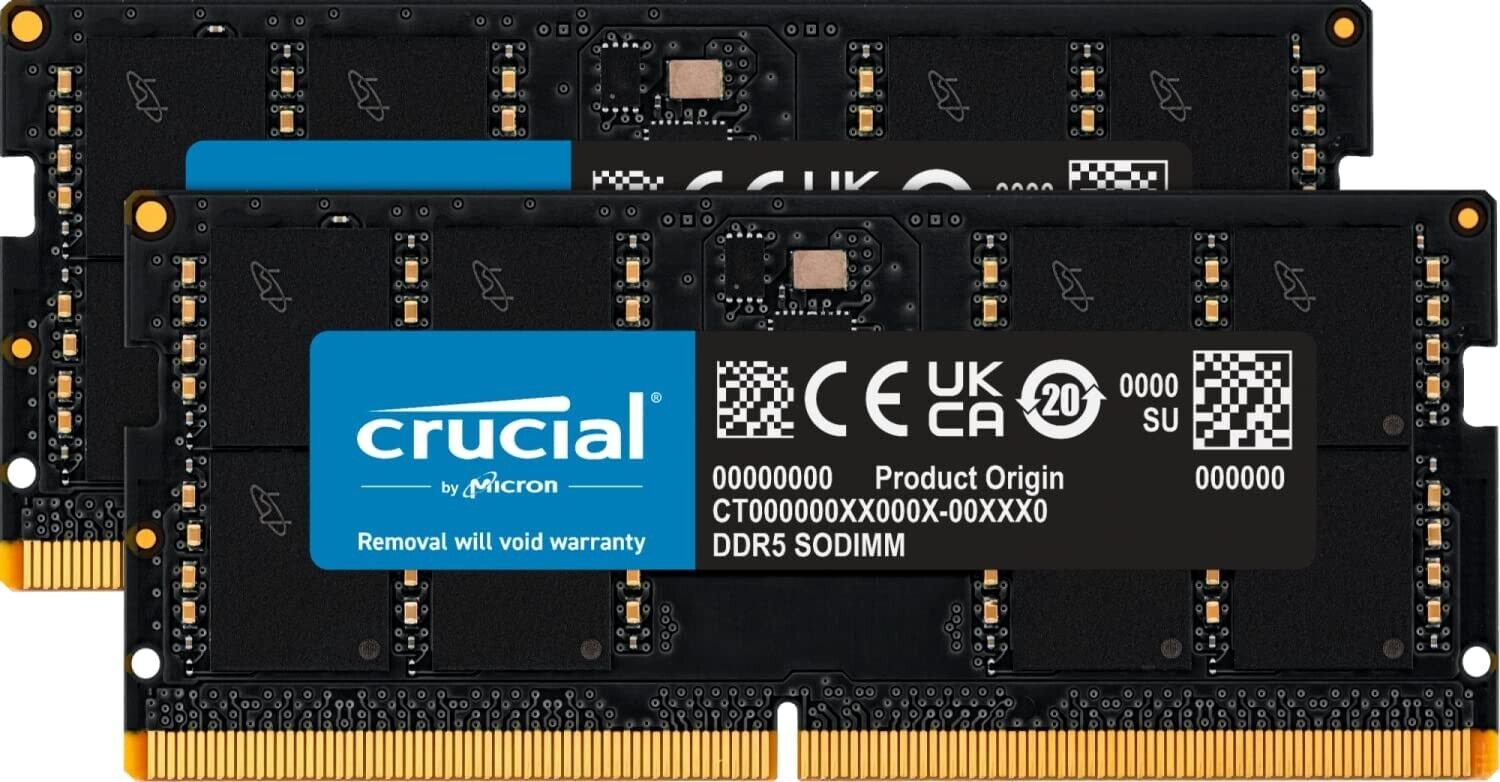 NEW Crucial 64GB (2 x 32GB) 262-Pin DDR5 5600MHz PC5-44800 SO-DIMM Laptop Memory