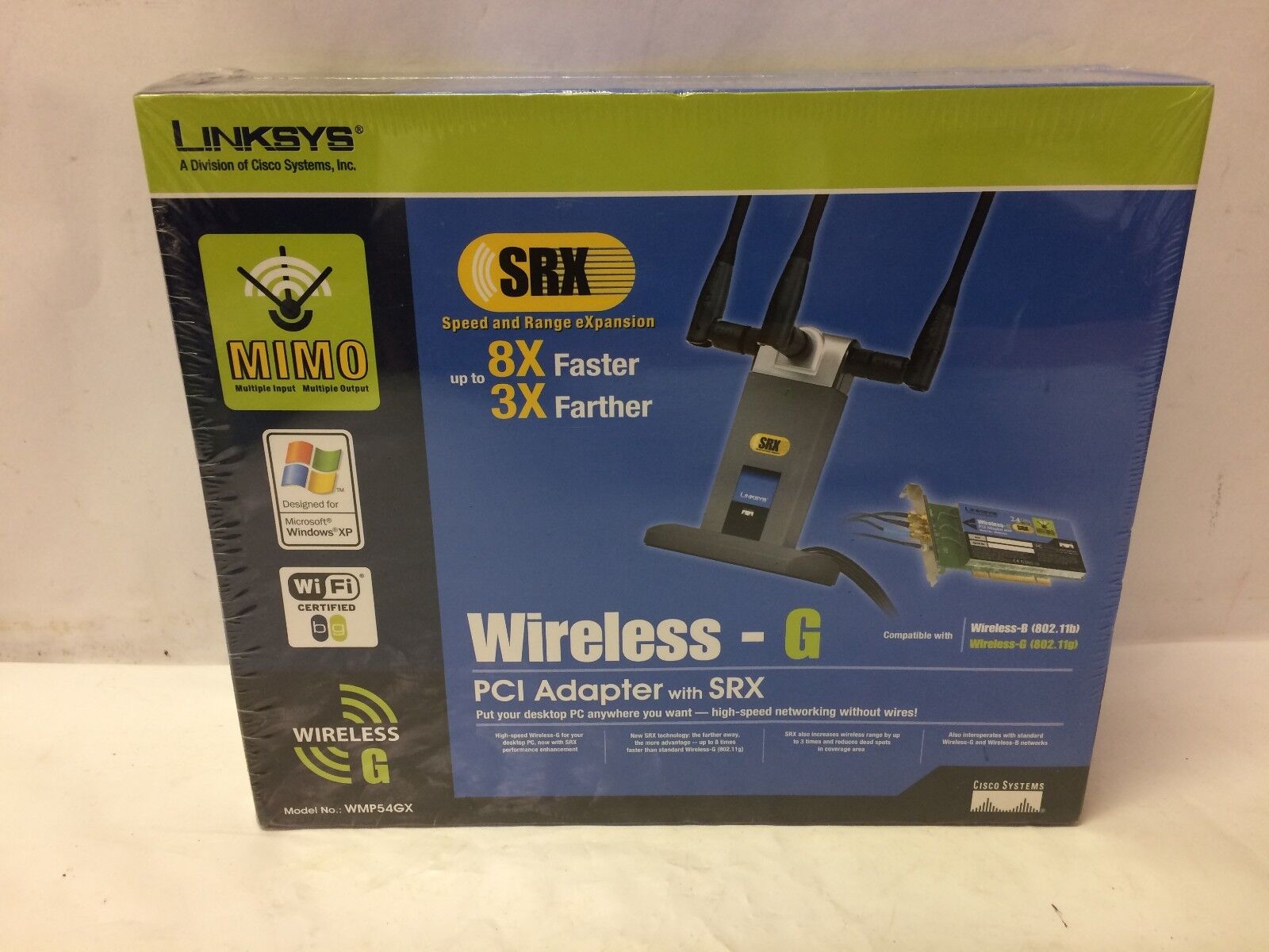 Cisco-Linksys WMP54GX Wireless G PCI Adapter with SRX sealed