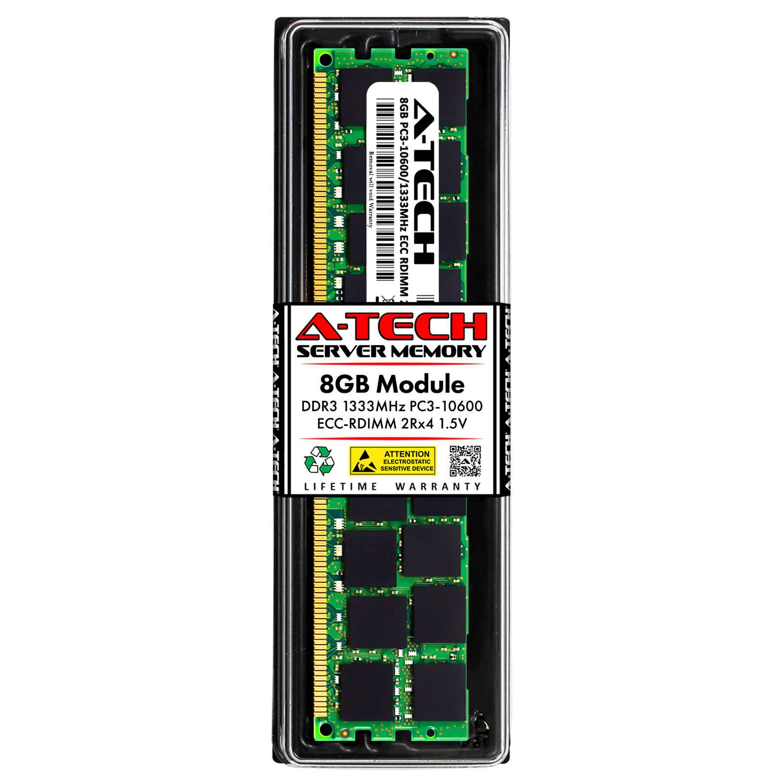 A-Tech 8GB 2Rx4 PC3-10600R DDR3 1333MHz ECC RDIMM REG Server Memory RAM Module