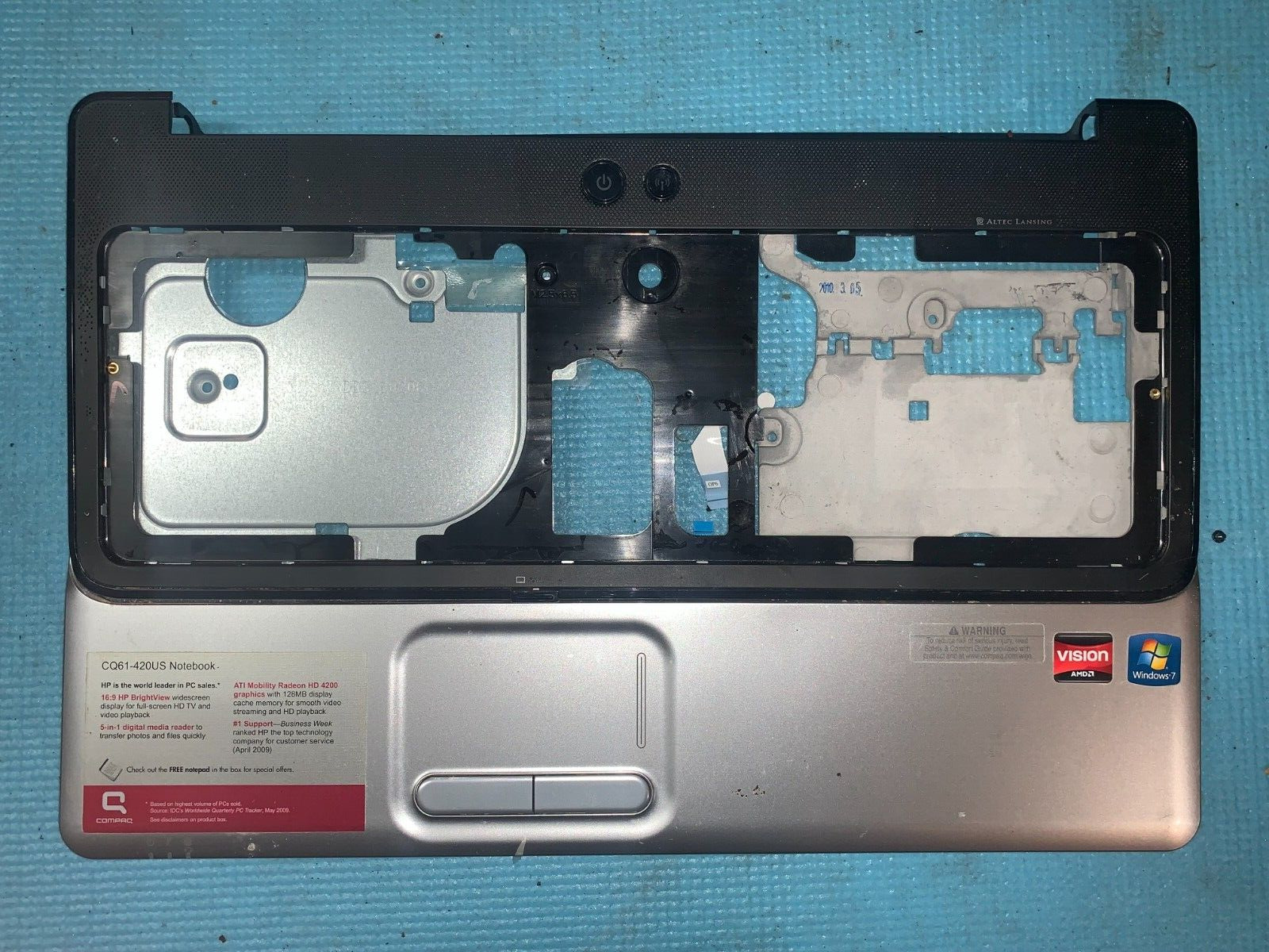 Compaq CQ61 Palmrest with Keyboard bezel + Power Button Board 534807-001