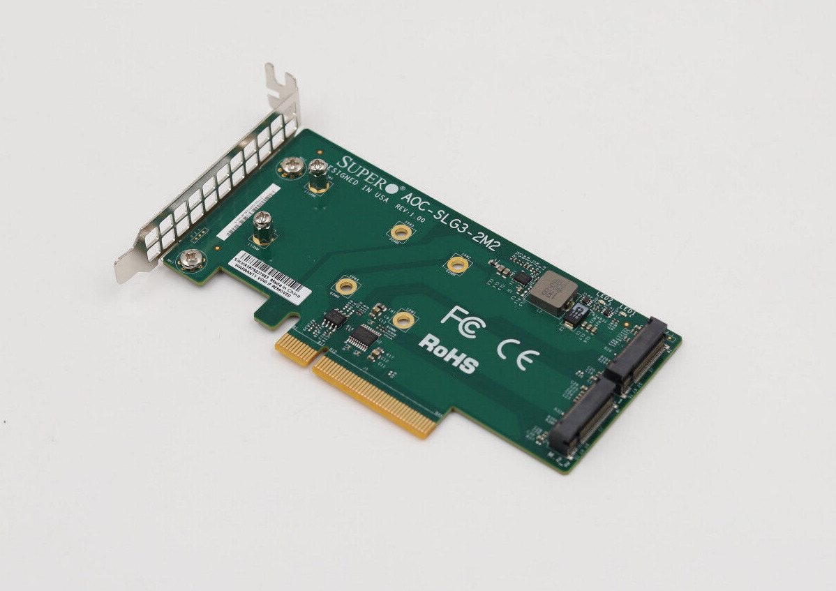 Supermicro Add-On Card for Up two NVMe SSD P/N: AOC-SLG3-2M2 Tested Working