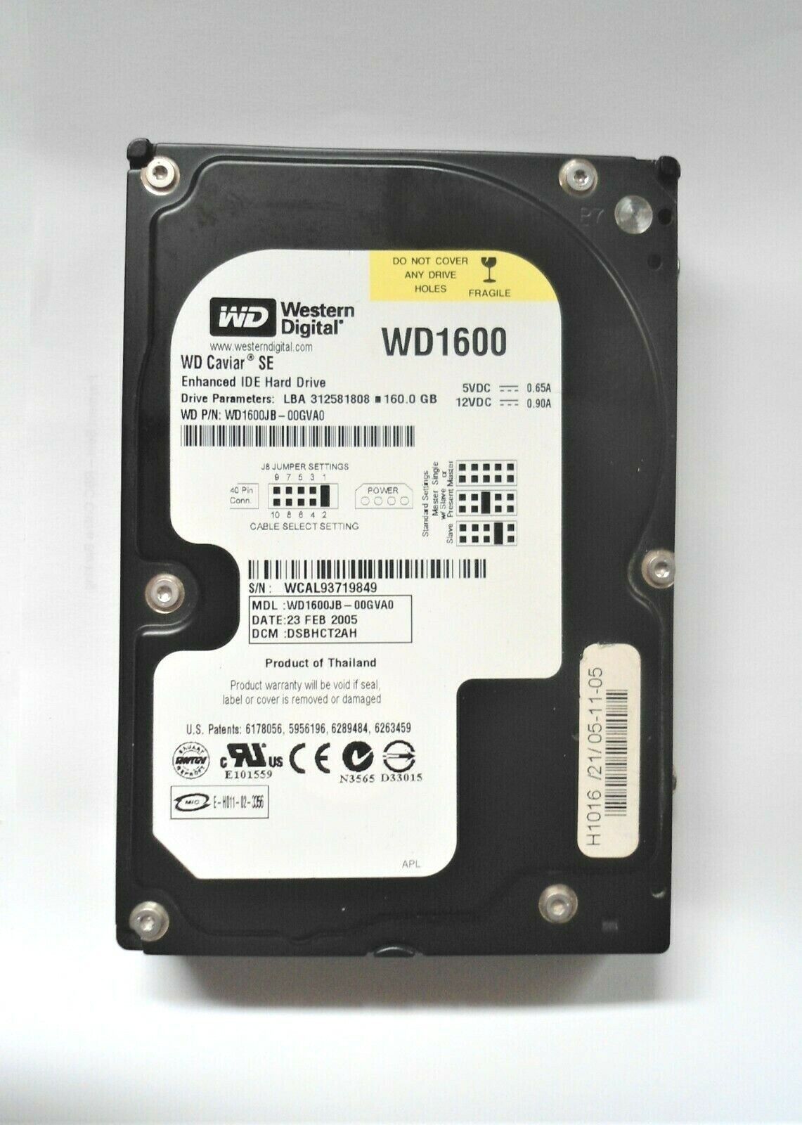 Western Digital HD Disk IDE  CAVIER SE WD1600 WD1600JB-00GVA0 160GB 312581808