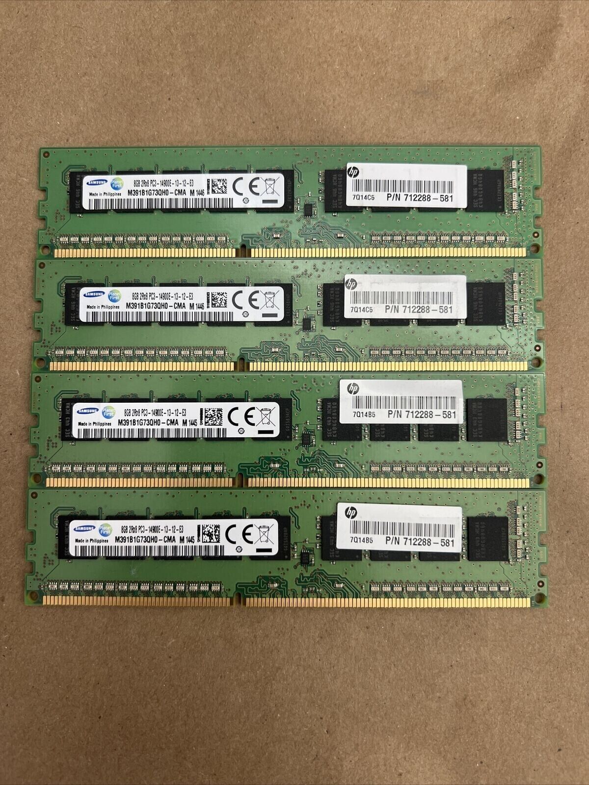 Lot (4) HP Samsung 2Rx8 (4x8GB) PC3-14900E DDR3-1866 Server ECC RAM 712288-581