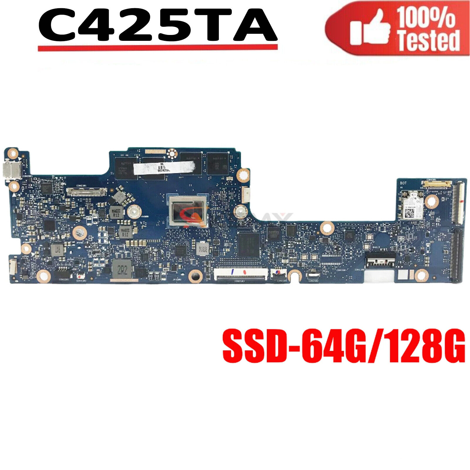 C425ta Mainboard For Asus Chromebook C425 C425ta W/ M3 Cpu 4gb-ram Ssd-64g/128g