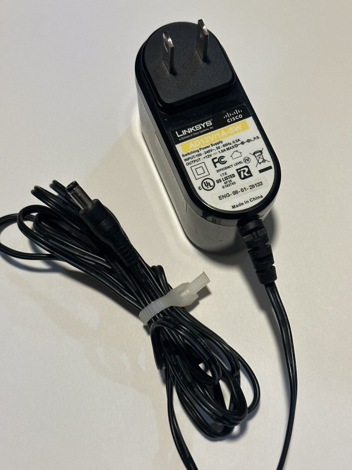Genuine Linksys Cisco WRT400N AC Power Adapter Cord AD12V/1A- ENG-08-06-28133