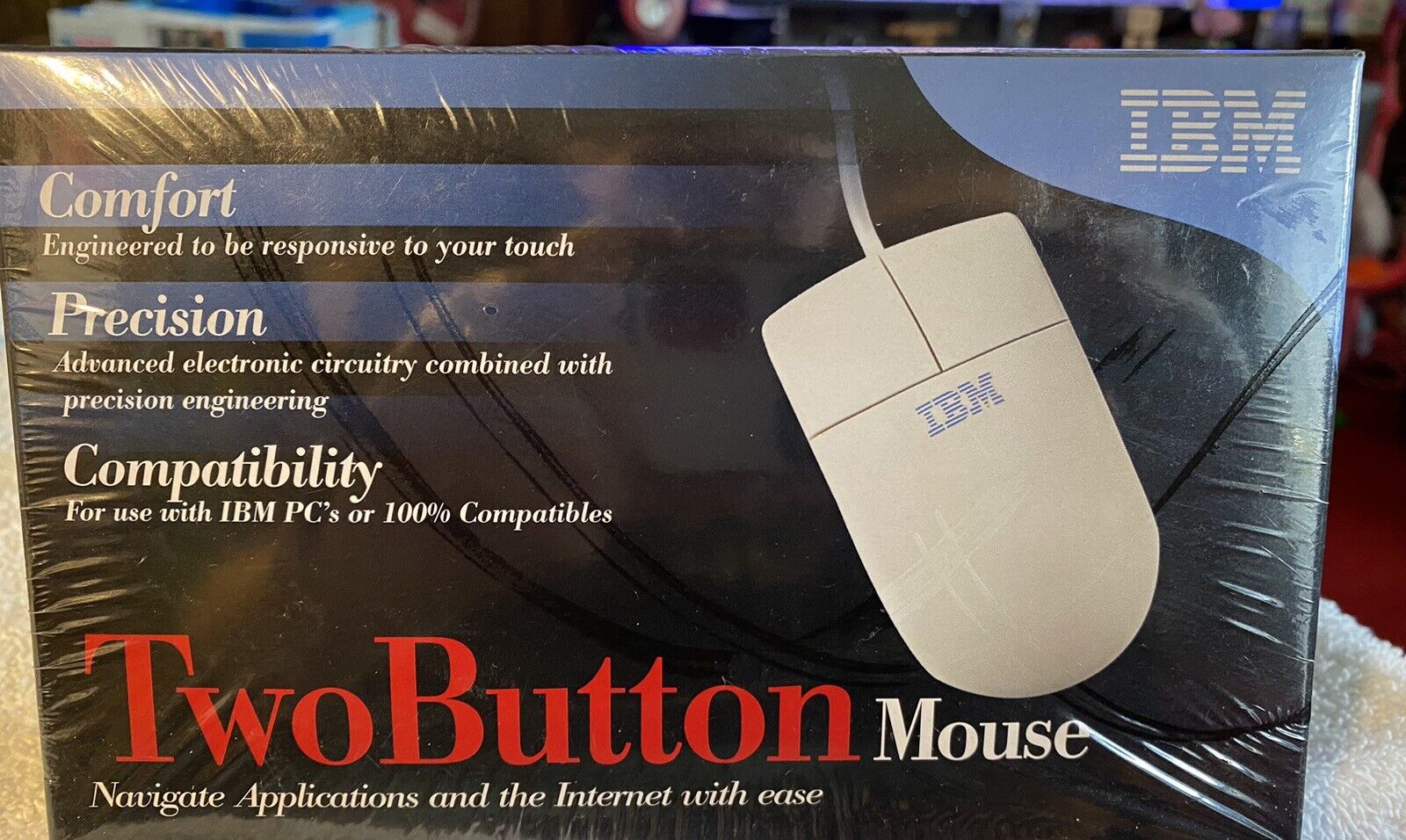 Sealed NEW Vintage IBM Two Button Computer Wired Mouse - PS2 Connector 2000