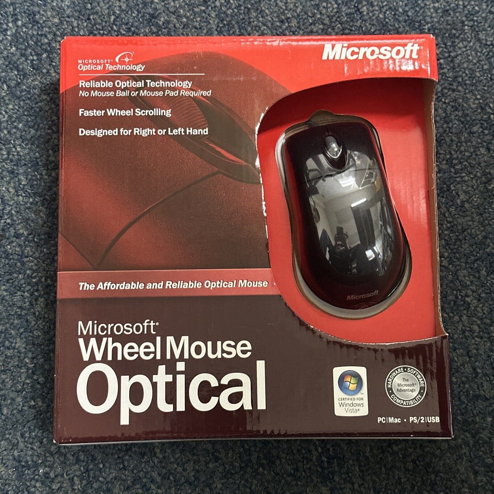 Vintage Microsoft Wheel Mouse Optical Mouse Black (Factory Sealed Retail Box)