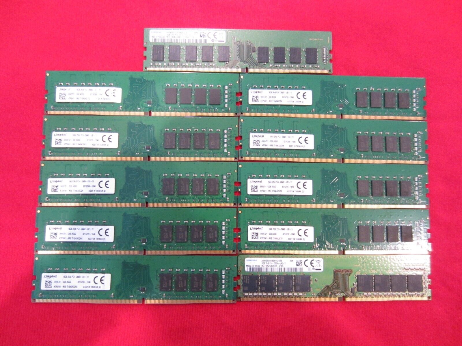 Lot of 11pcs 16GB Samsung,Kingston PC4-2666V/3200AA  Non-Ecc Desktop Memory