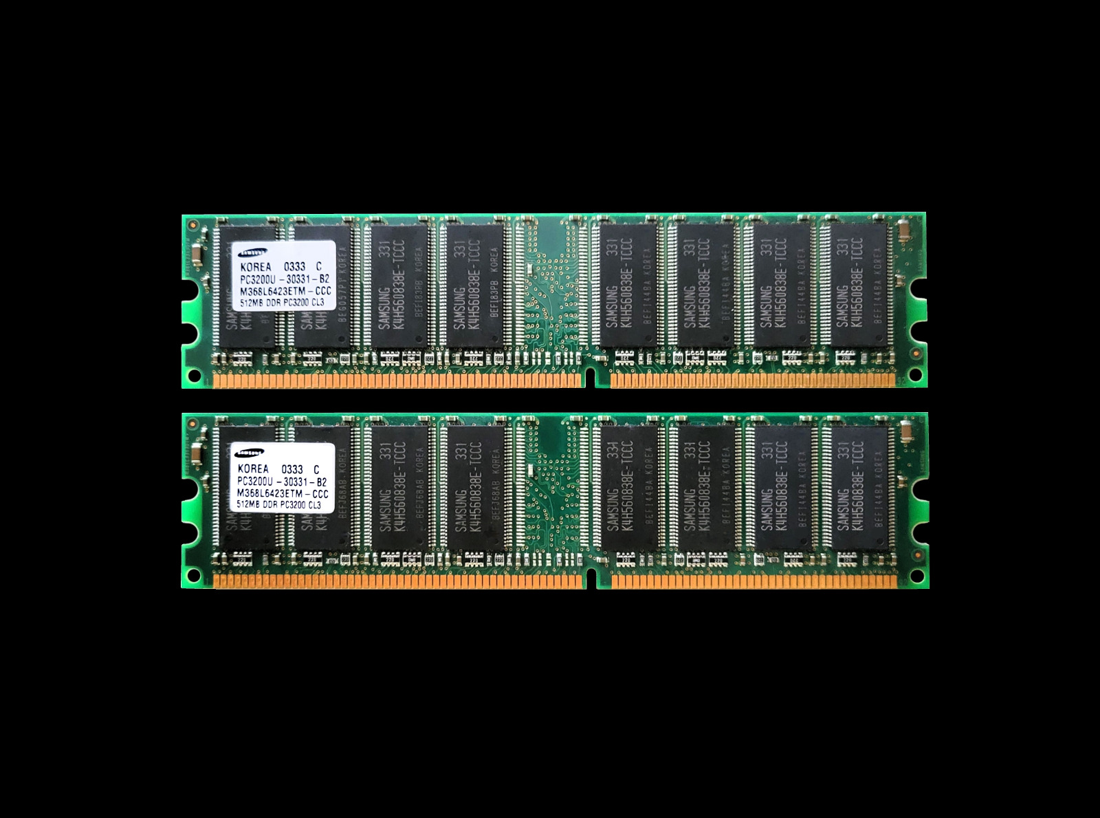 Samsung 1GB (2x512MB) Memory Modules DDR-400MHz PC3200 DIMM RAM PC3200U-30331-B2