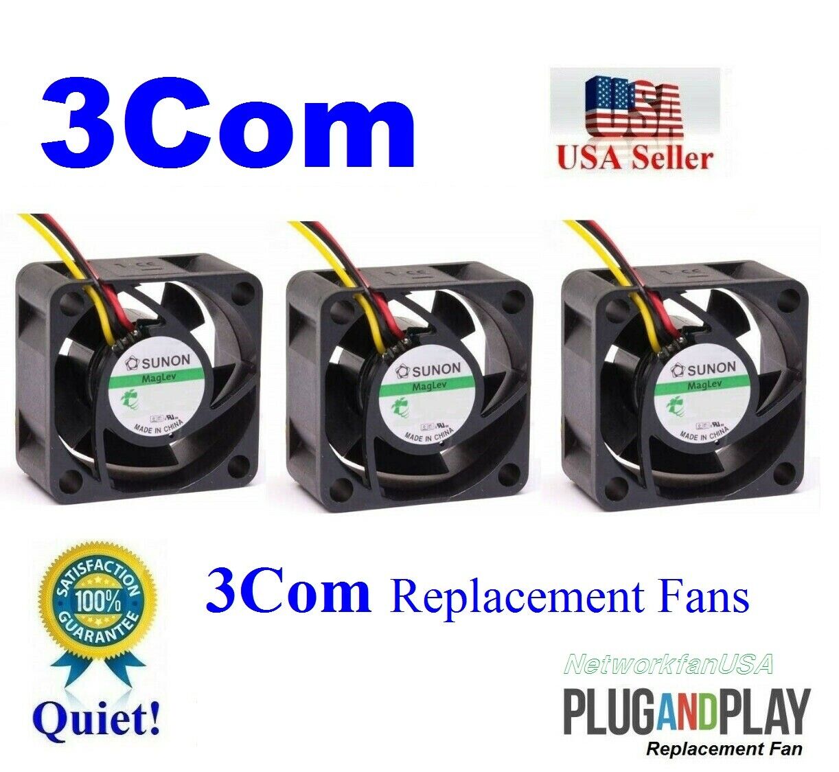 Lot 3x Quiet Replacement fans for 3Com Switch 5500G 3CR117255-91